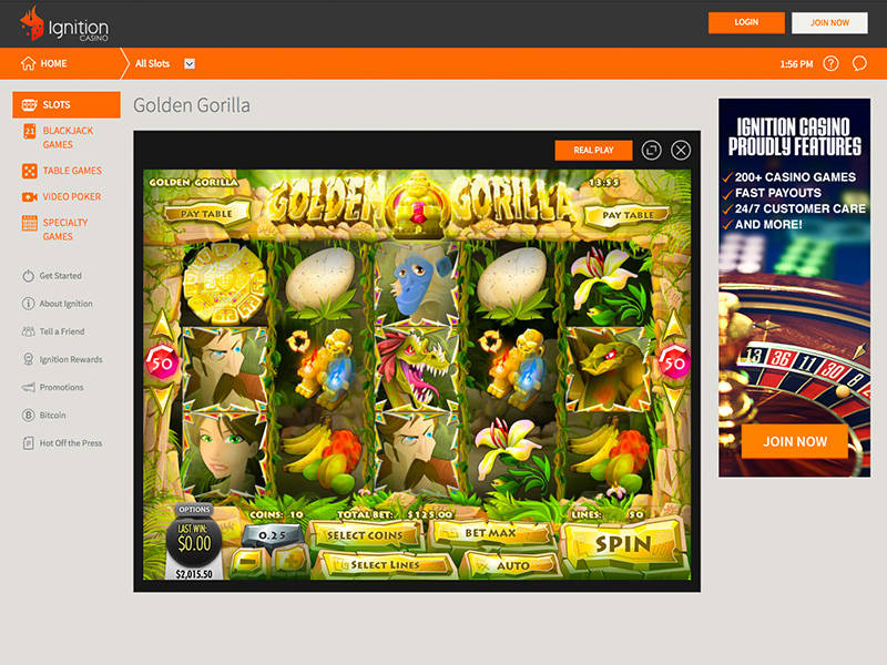 Ignition Casino Golden Gorilla Online Slot