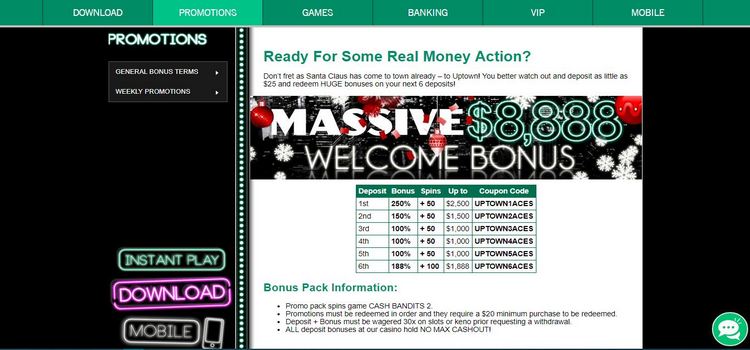 Uptown Aces Casino Bonos y Promociones