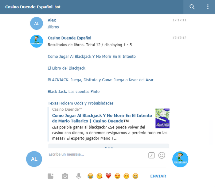 Telegram Bot Casino Duende Español Buscar Libros