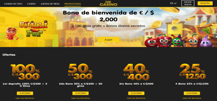 24K Casino Bonos y Promociones