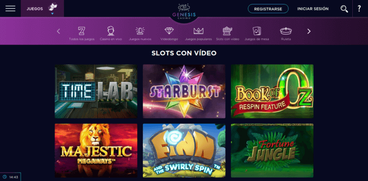 Página de juegos Genesis Casino España