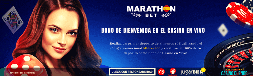 Marathonbet España Bono de Bienvenida en el Casino en Vivo
